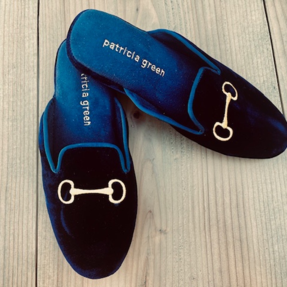Women's - Patricia Green - Milano Navy Velvet Embroidered Slippers - 7